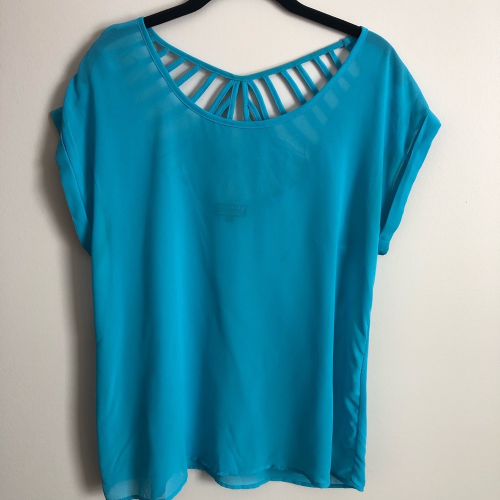Blue cutout blouse